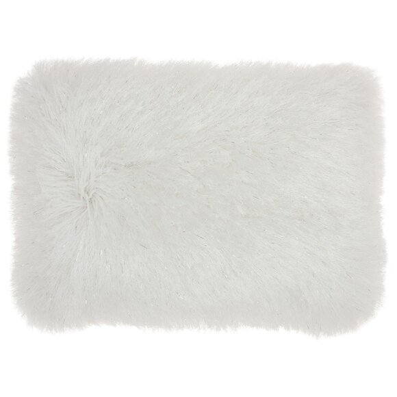 Soft Plush White Faux Fur Throw Pillow - Picture 1 of 1